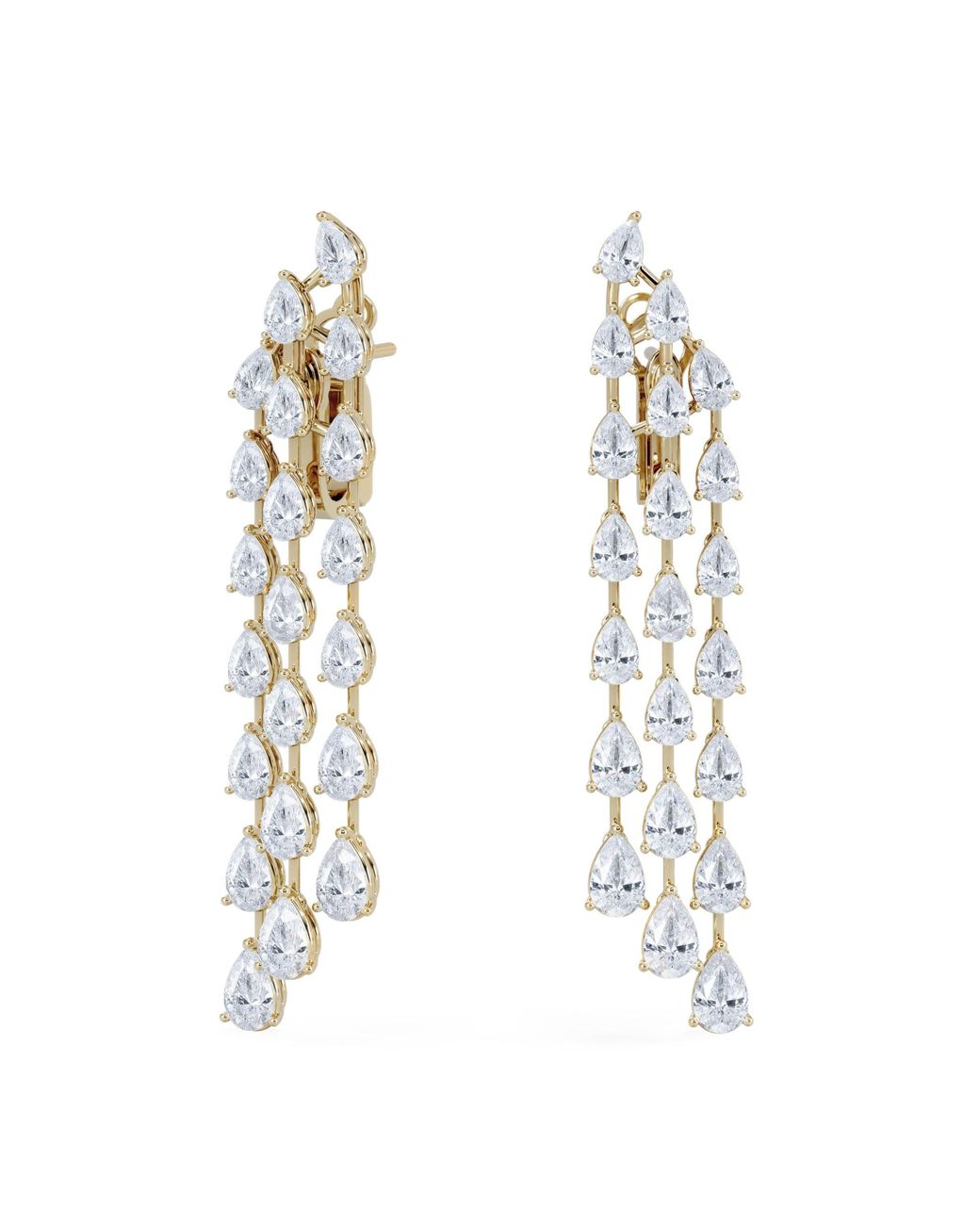 The Diamond Store White Luxe 10.00Ct Lab Diamond Chandelier Earrings With Igi Certified Pear-Cut Diamonds