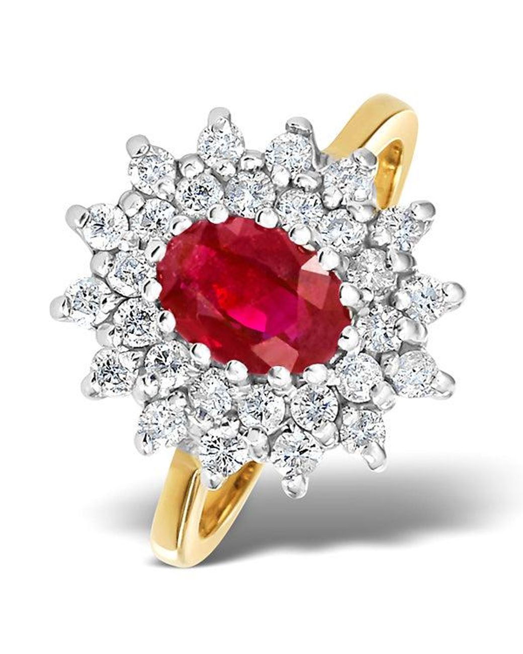 The Diamond Store White Ruby 7 X 5Mm And Diamond 18K Ring Fet36-T