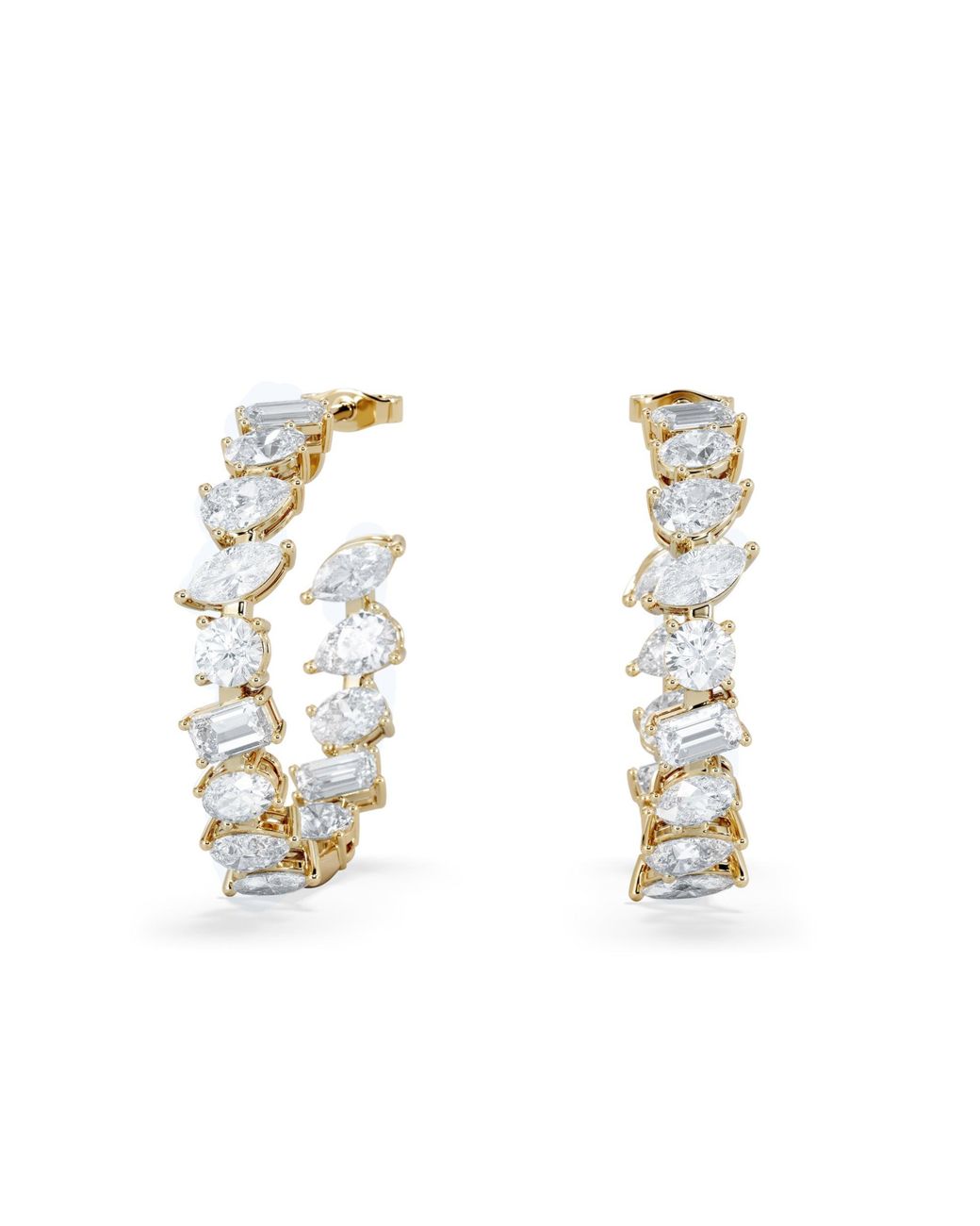 The Diamond Store Metallic Luxe 8.00Ct Lab Diamond Hoop Earrings With Igi Certified Asymmetrical-Cut Diamonds
