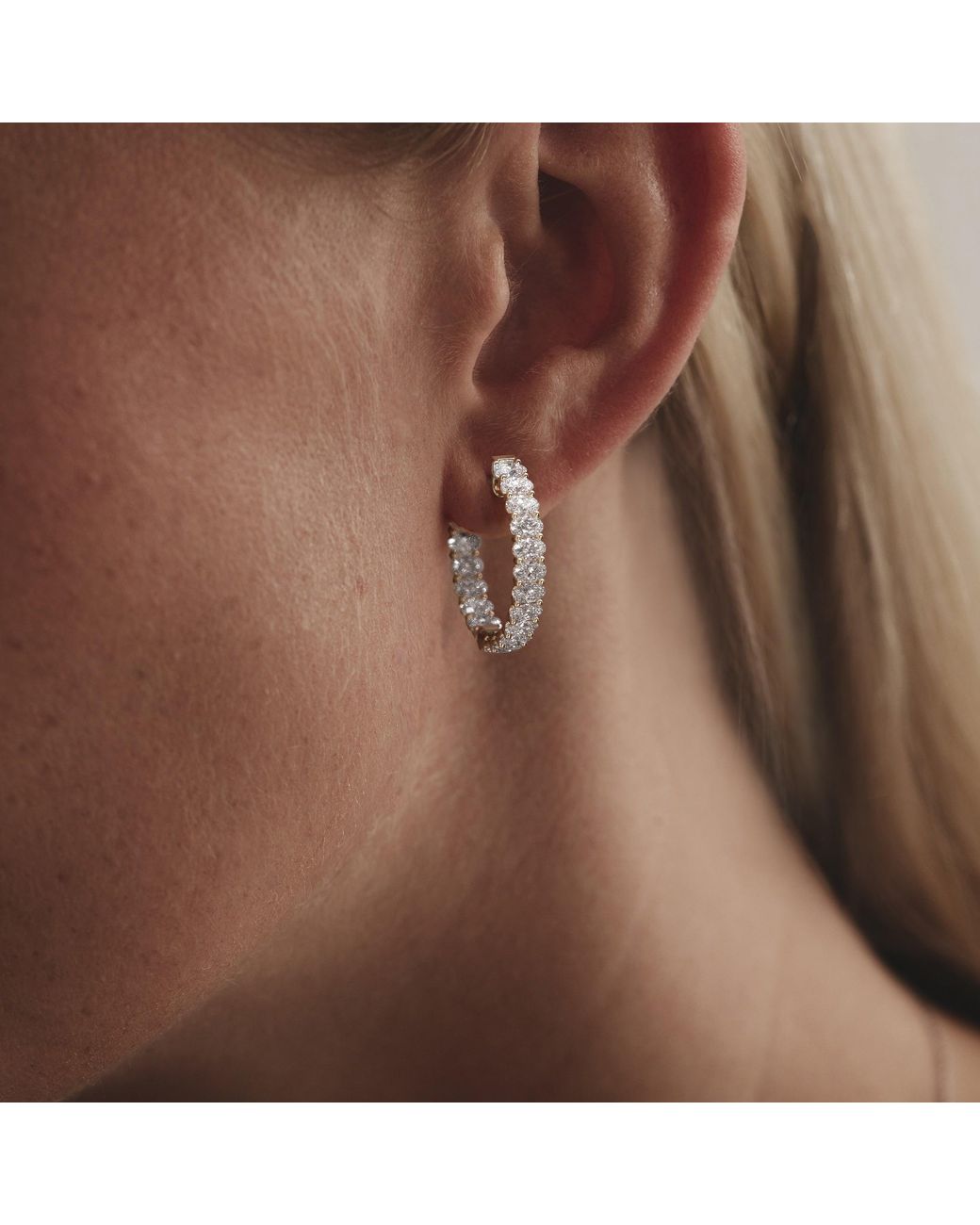 The Diamond Store White Luxe 8.00Ct Lab Diamond Hoop Earrings With Igi Certified Oval-Cut Diamonds