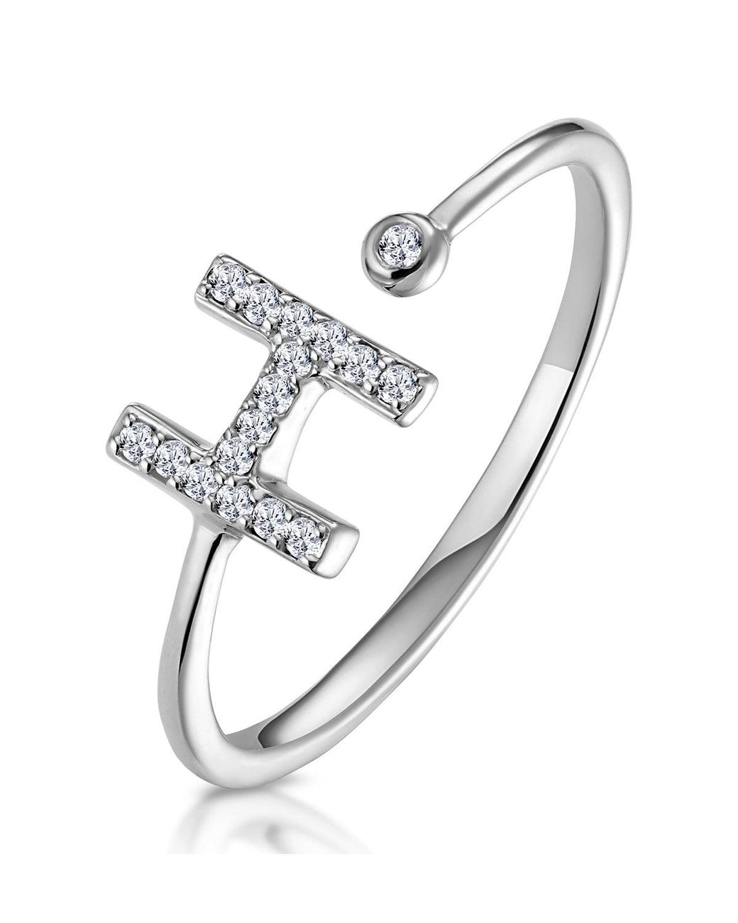 The Diamond Store Metallic Diamond Initial 'H' Ring 0.07Ct Set