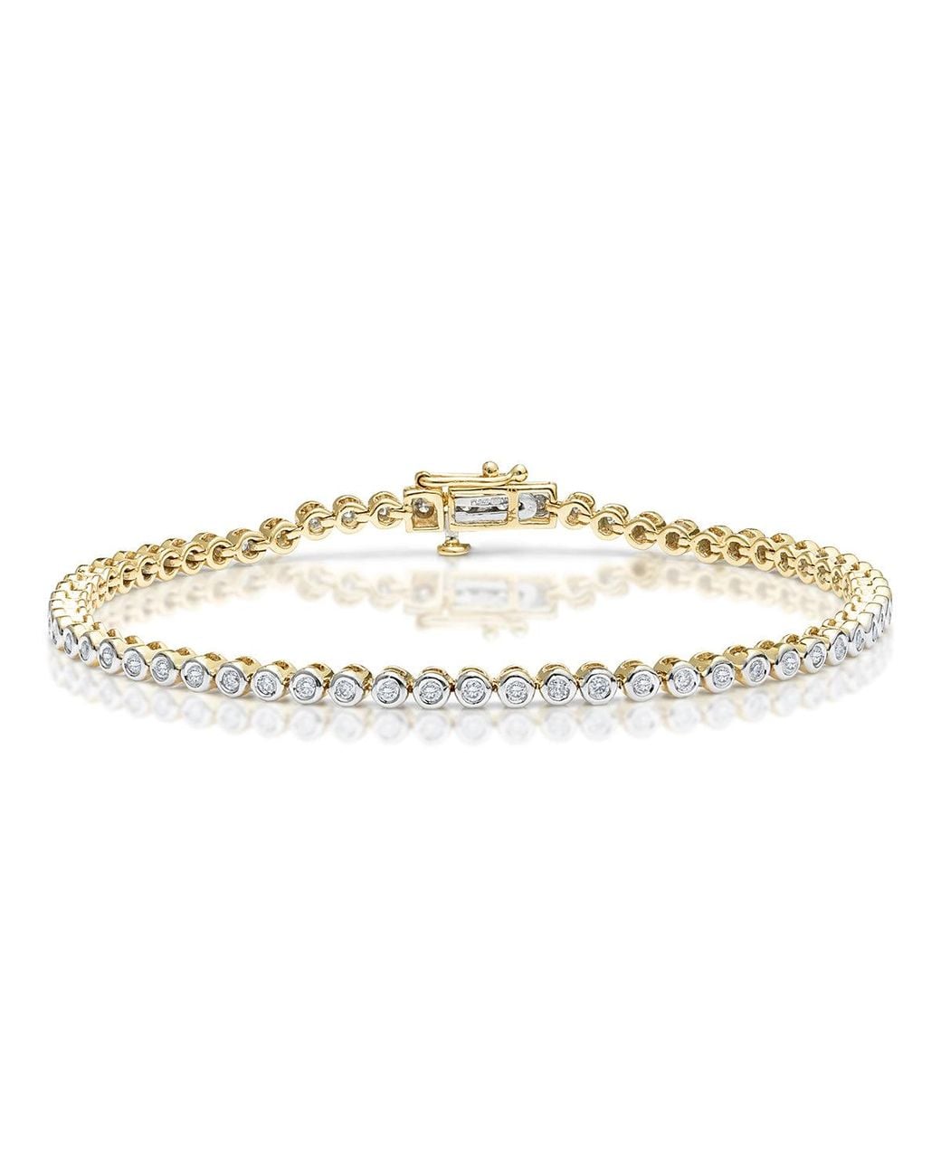 The Diamond Store Metallic Diamond Tennis Bracelet Rub Over Style 1.00Ct 9K