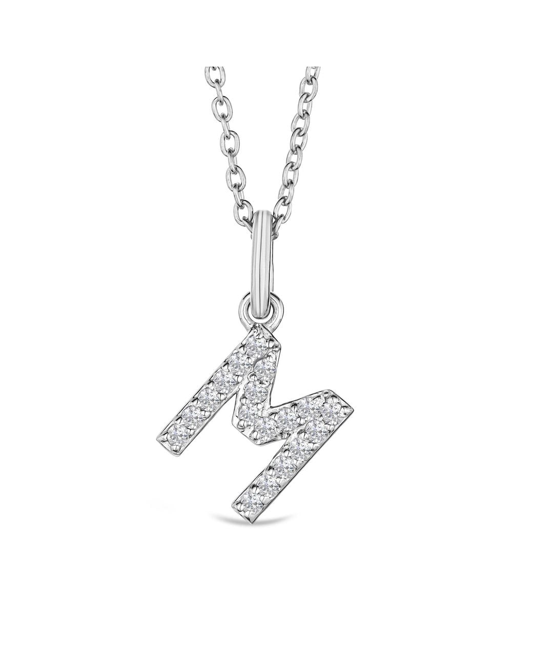 The Diamond Store Metallic Love Letter Initial M Lab Diamond Necklace Set