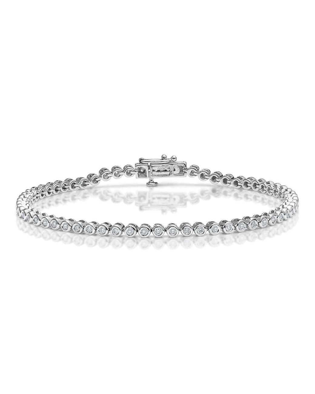 The Diamond Store Metallic Diamond Tennis Bracelet Rub Over Style 1.00Ct 9K