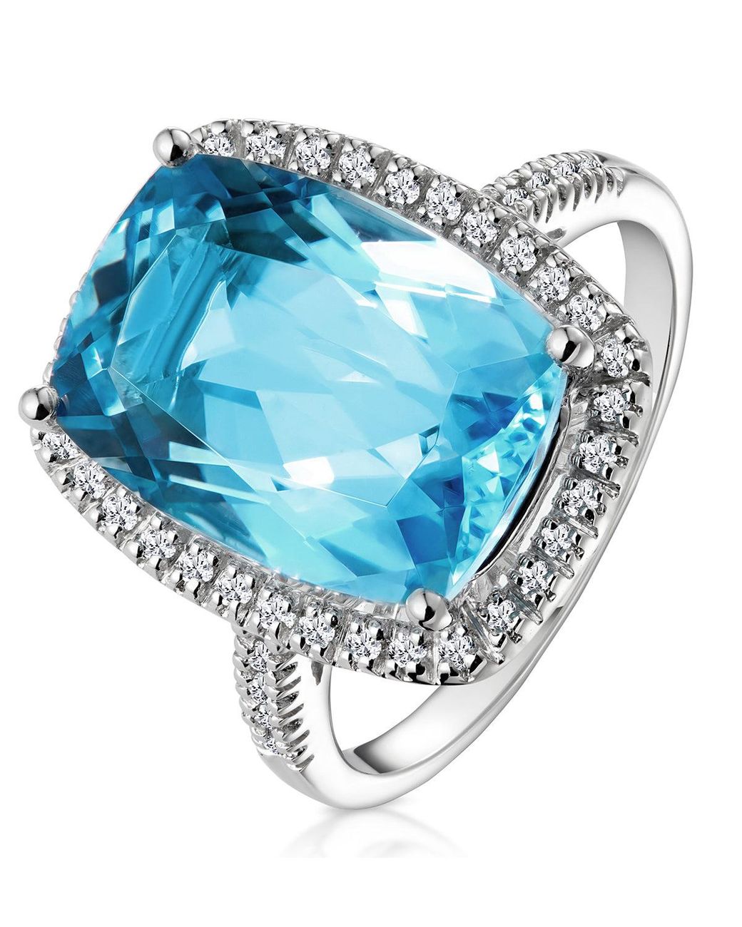 The Diamond Store Blue Topaz 6.83Ct And Diamond 9K Ring