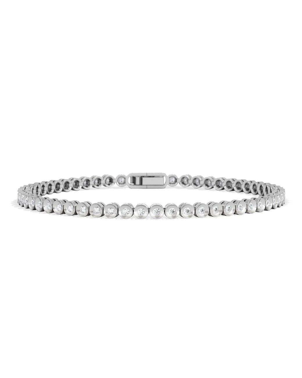 The Diamond Store Metallic 1 Ct Lab Grown Diamond Tennis Bracelet Rub Over Style