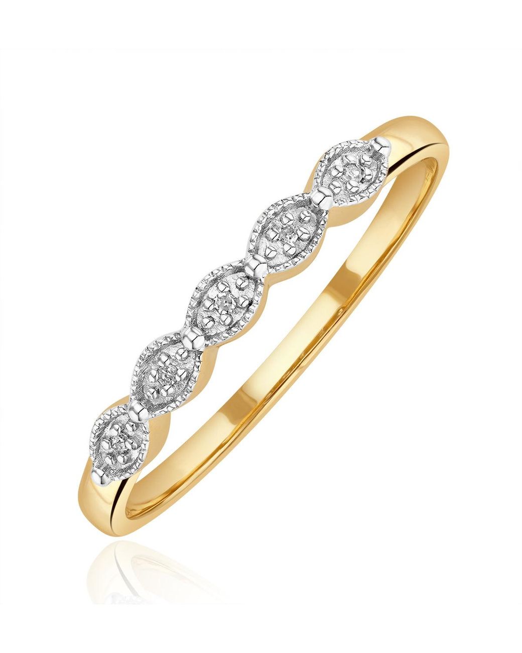 The Diamond Store Metallic Half Eternity Ring 0.02Ct Diamond 9K