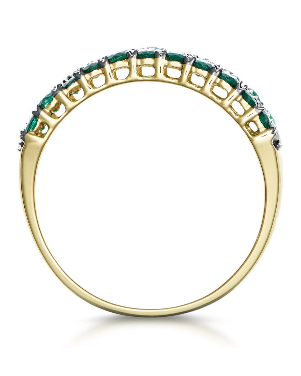 The Diamond Store Green Emerald And Diamond Triple Row Asteria Eternity Ring