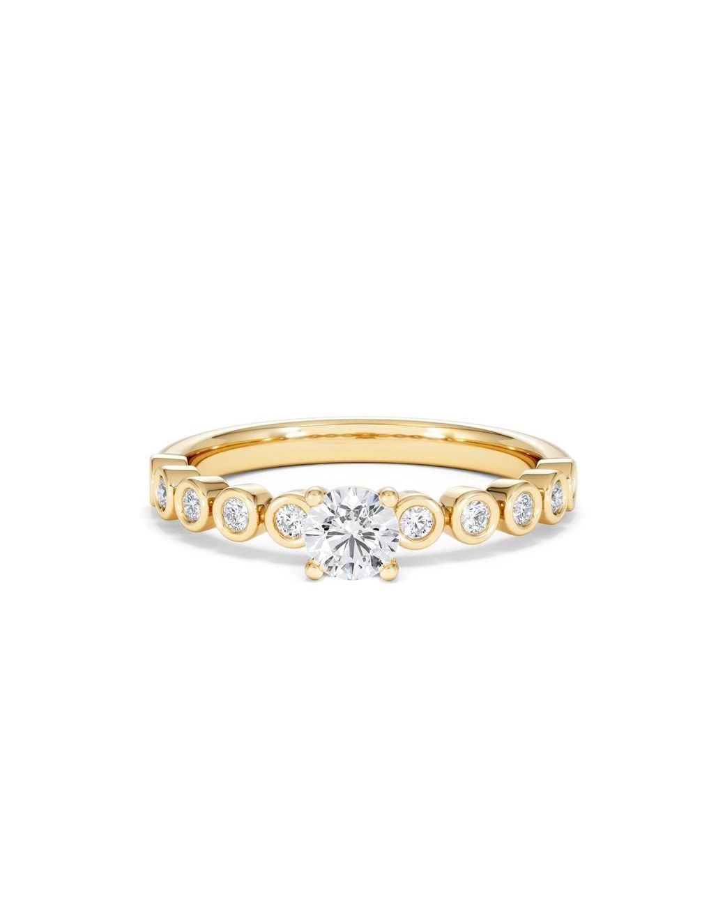 The Diamond Store Metallic Entwine 0.30Ct Round Cut Lab Diamond Solitaire Engagement Ring With Side Stones