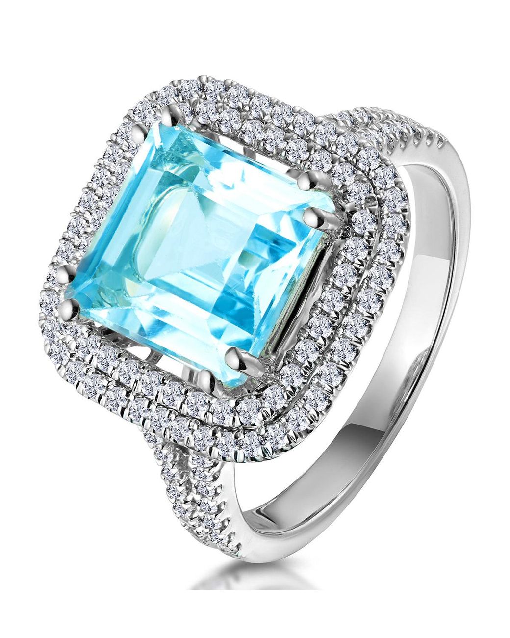 The Diamond Store Metallic 4.7Ct Topaz And Diamond Shoulders Asteria Ring