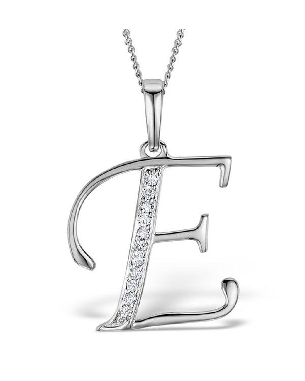 The Diamond Store White 925 Lab Diamond Initial 'E' Necklace 0.05Ct