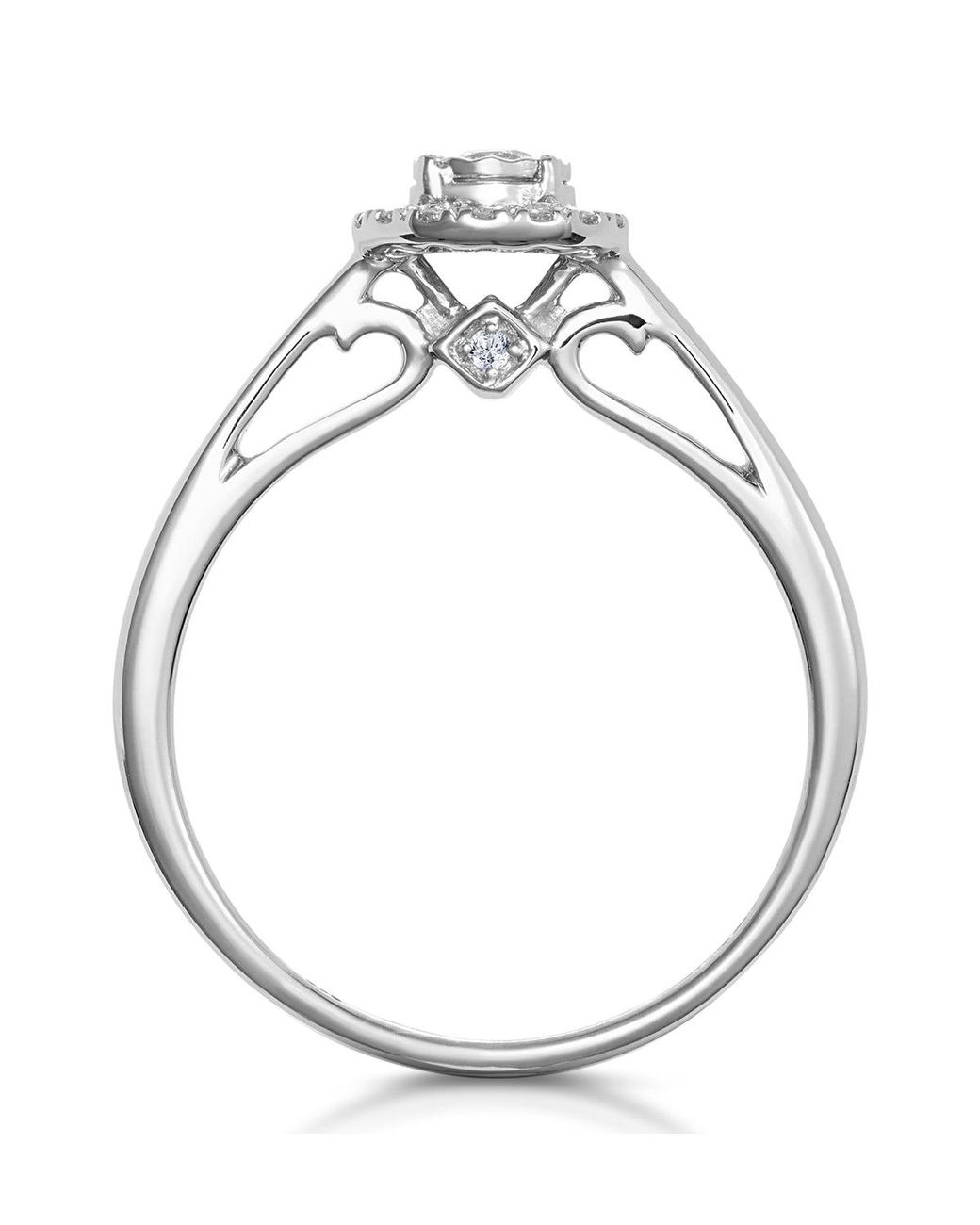 The Diamond Store White Masami Diamond Engagement Ring 0.20Ct Pave Set Halo