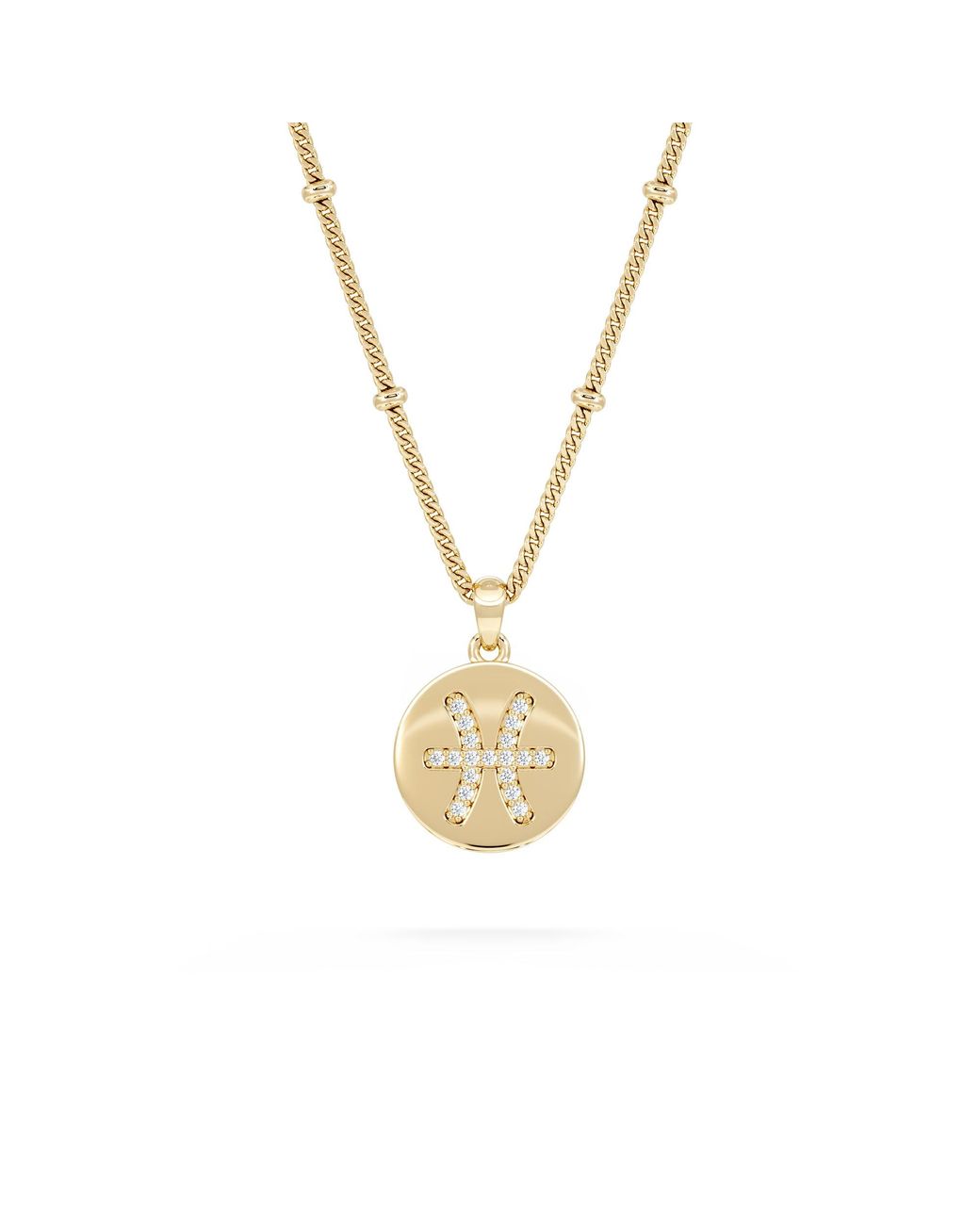 The Diamond Store Metallic Astrology Pisces 0.07Ct Lab Grown Diamond Medallion Pendant Necklace