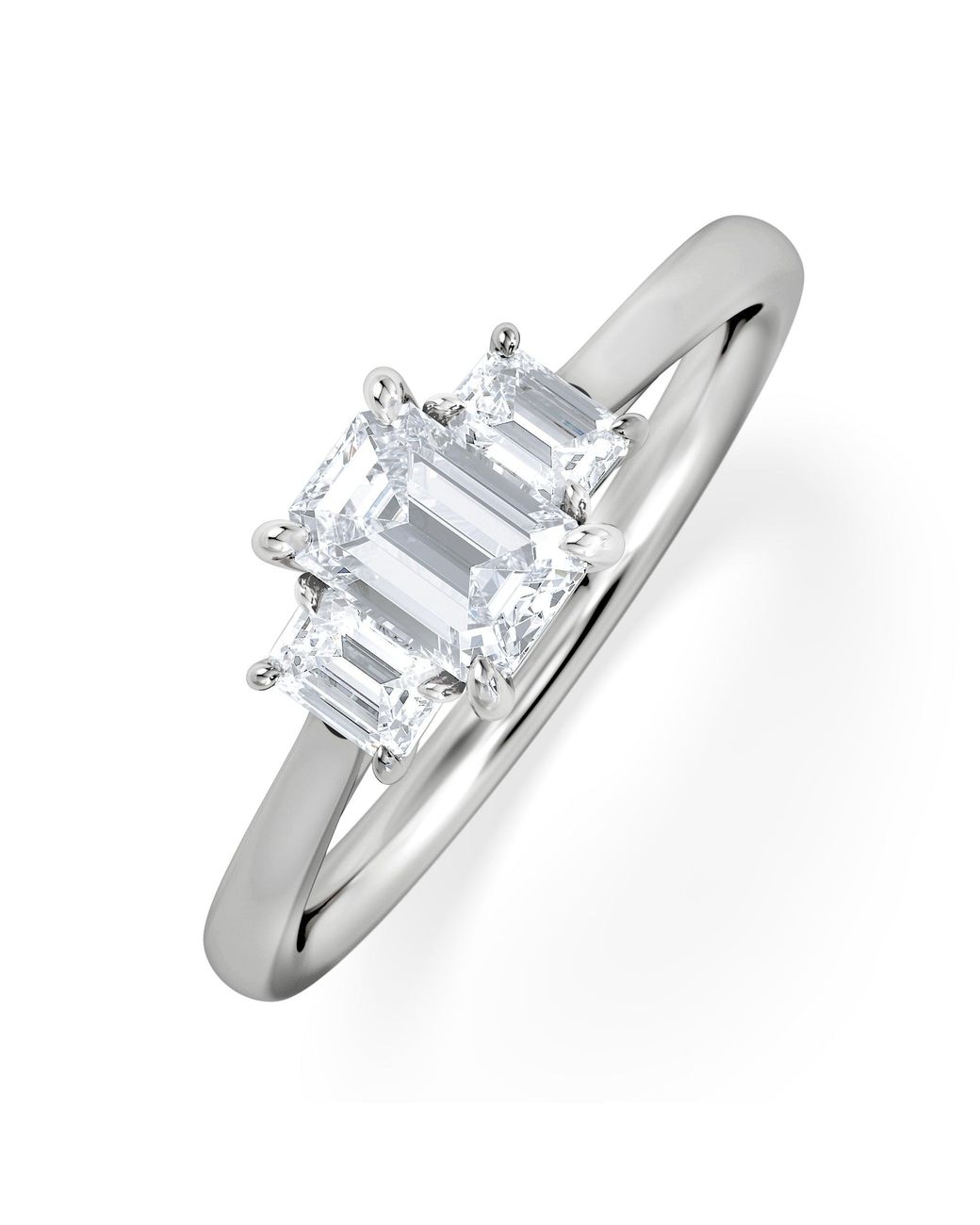 The Diamond Store White Evoke 3 Stone Emerald Cut Lab Diamond Ring 0.50Ct