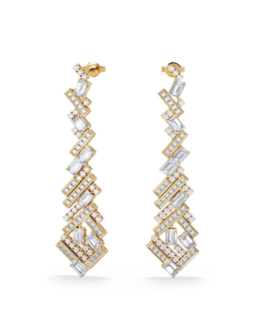 The Diamond Store Metallic Luxe 8.00Ct Lab Diamond Chandelier Earrings With Igi Certified Mixed-Cut Diamonds