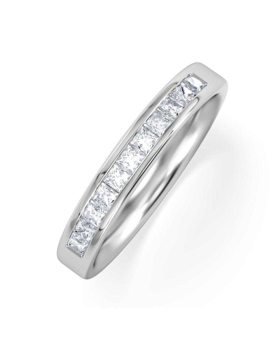 The Diamond Store White 18K Princess Diamond Half Eternity Ring 0.50Ct G/Vs
