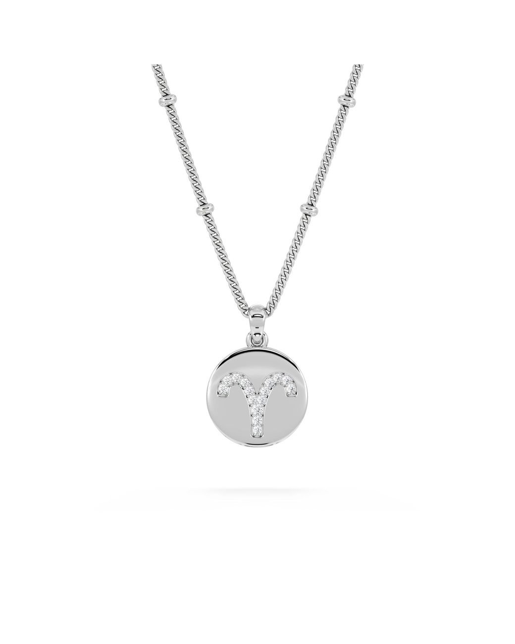 The Diamond Store Metallic Astrology Aries 0.07Ct Lab Grown Diamond Medallion Pendant Necklace