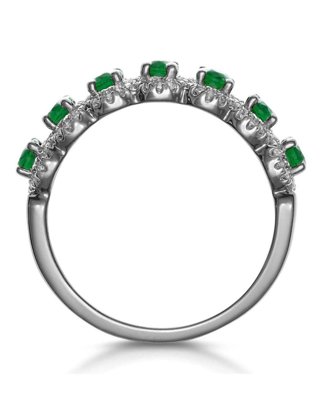 The Diamond Store Green Emerald And Diamond Halo Eternity Ring 18Kw Asteria Collection