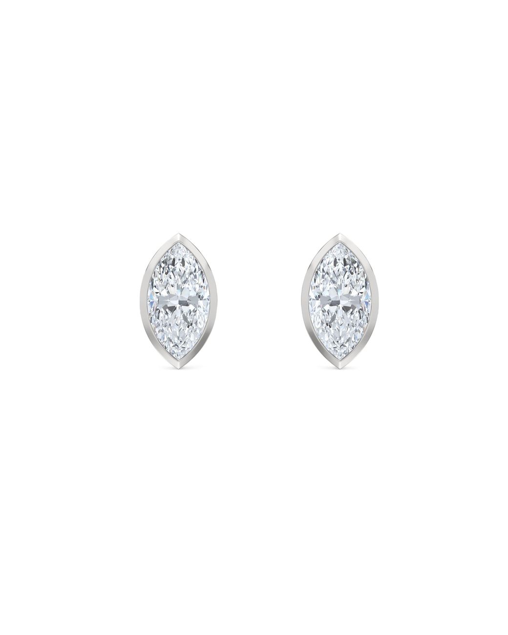 The Diamond Store Metallic Skyline Bezel Set 2.00Ct Marquise Cut Lab Diamond Stud Earrings