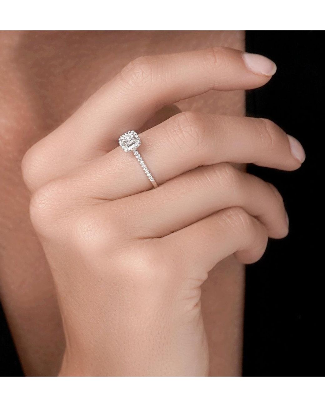 The Diamond Store White Masami Diamond Halo Engagement Ring 0.25Ct Pave Set