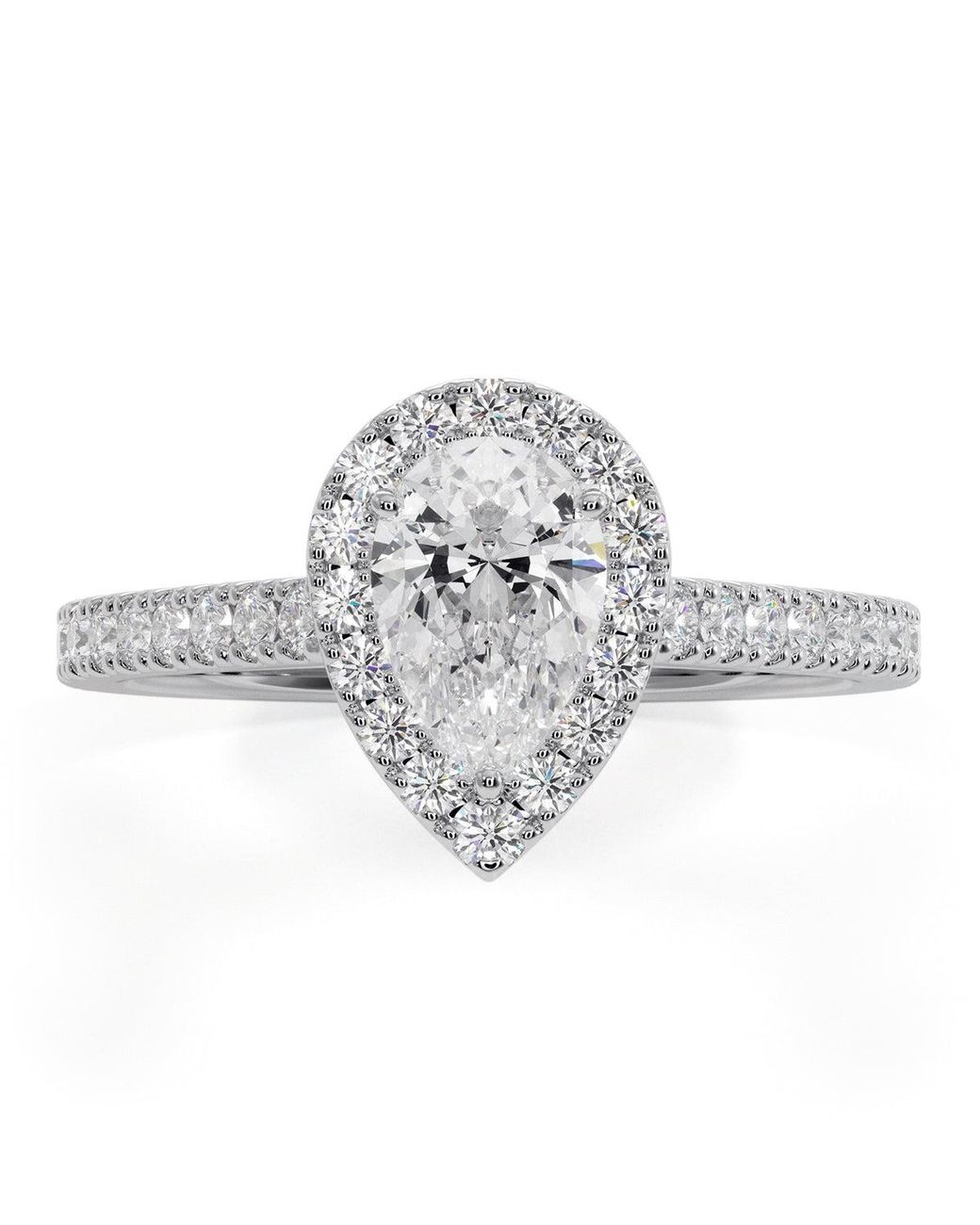The Diamond Store White Diana Diamond Pear Halo Engagement Ring 1Ct G/Vs1