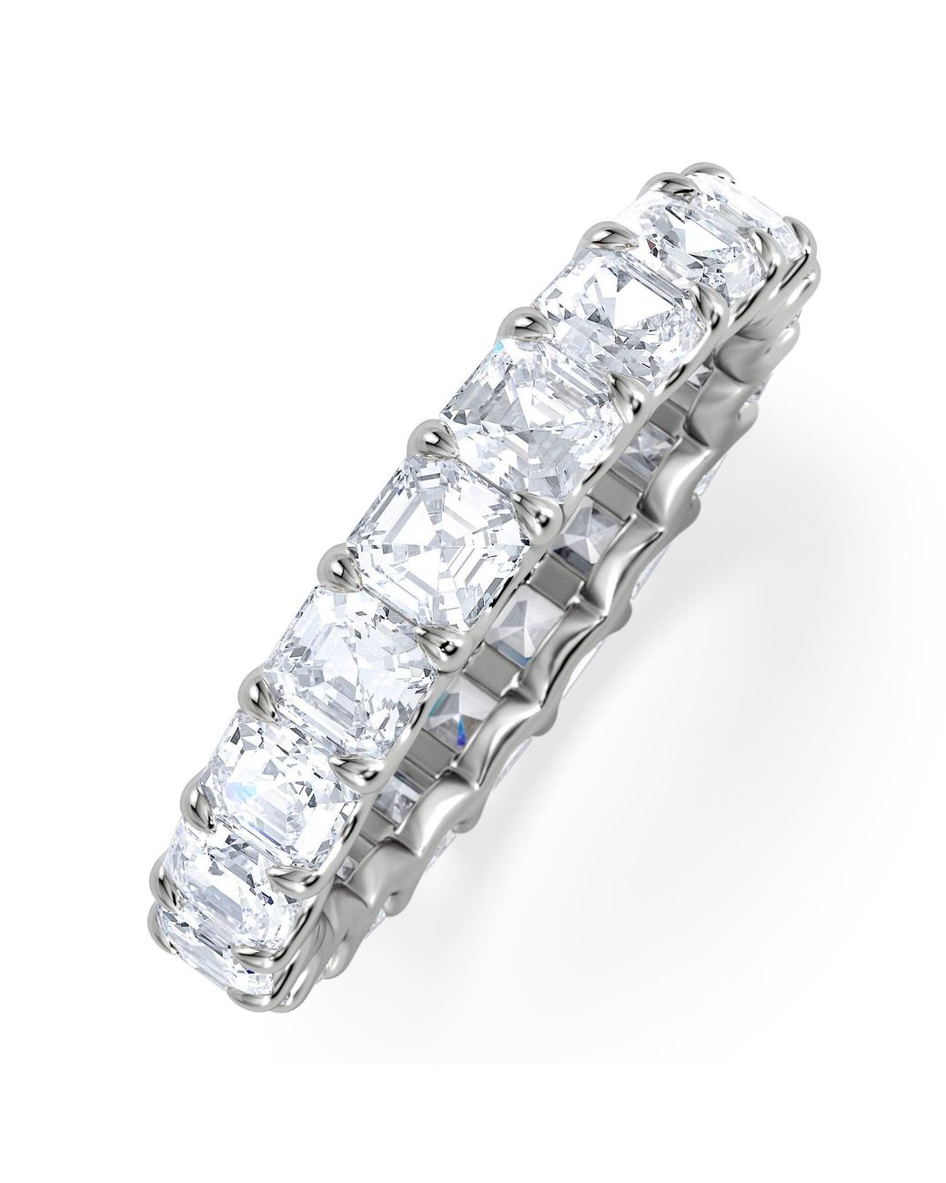 The Diamond Store White Elisa Diamond Eternity Ring Asscher Cut 4.32Ct Vvs Size O-W