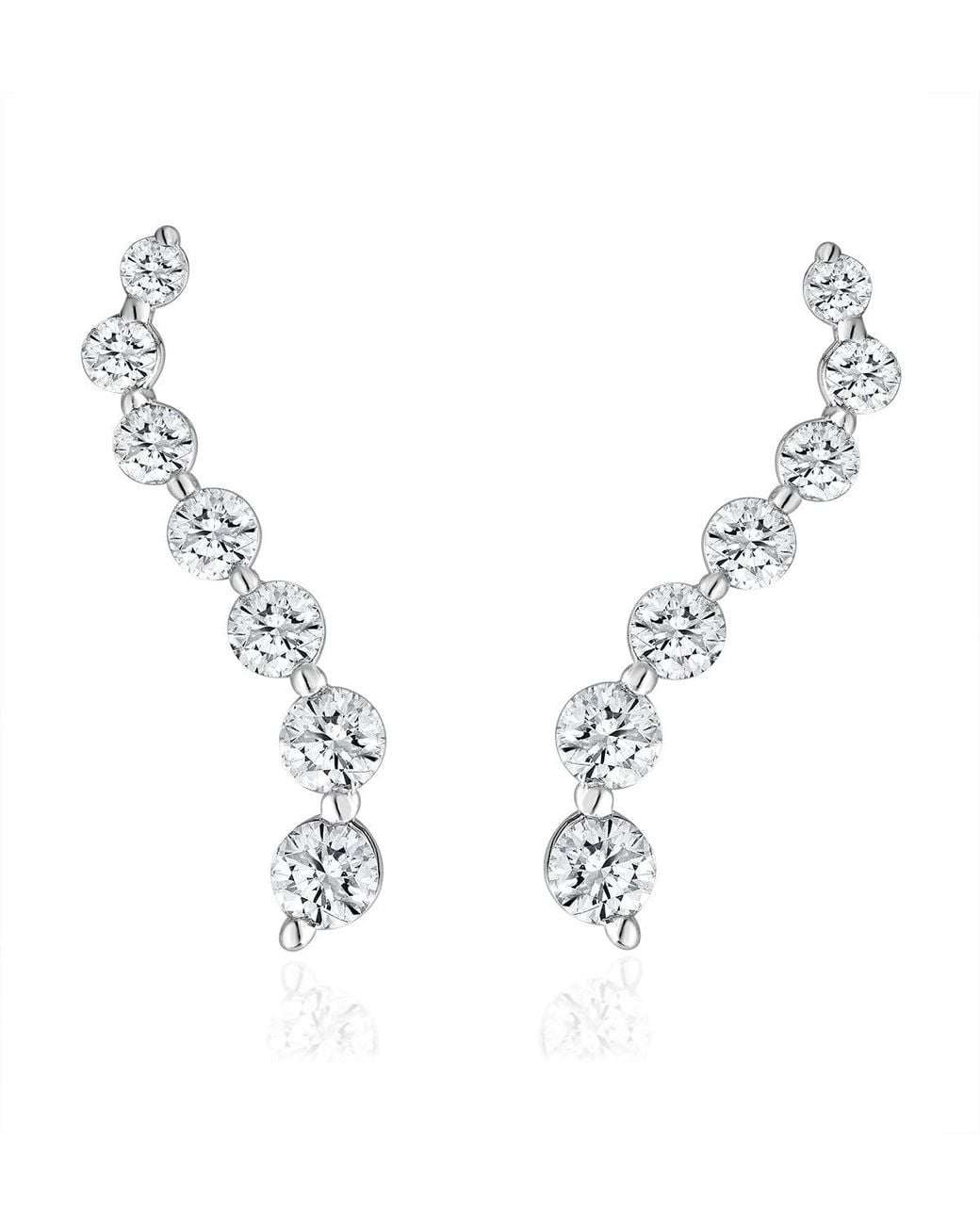 The Diamond Store Metallic Lab Diamond Ear Climber Life Journey Earrings 1.00Ct H/Si 9Kw