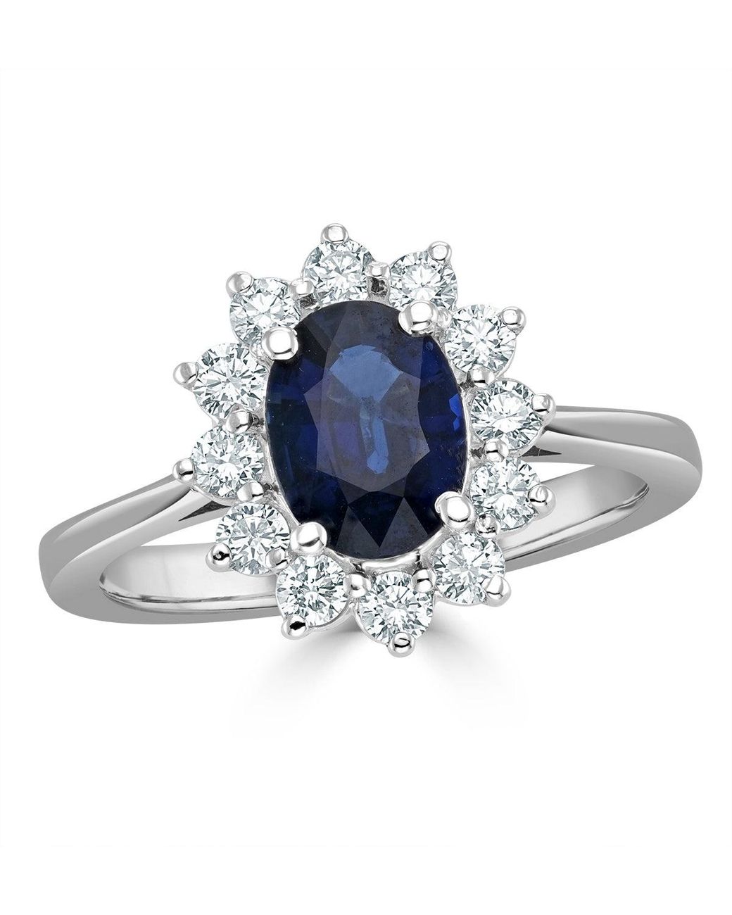 The Diamond Store Blue Sapphire 1.55Ct And Diamond 0.50Ct 18K Ring