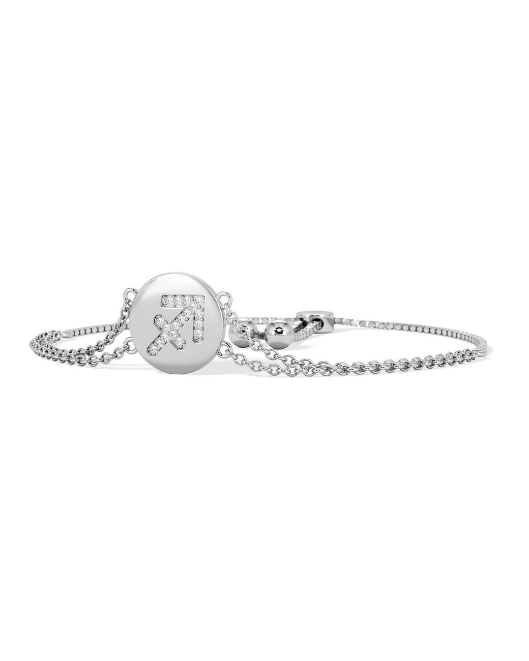 The Diamond Store White Astrology Sagittarius 0.07Ct Lab Grown Diamond Adjustable Medallion Bracelet Sterling