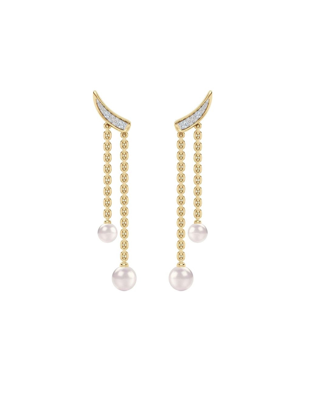 The Diamond Store Metallic Eden 4Mm And 5Mm Round Pearls And Lab Diamond Drop Earrings