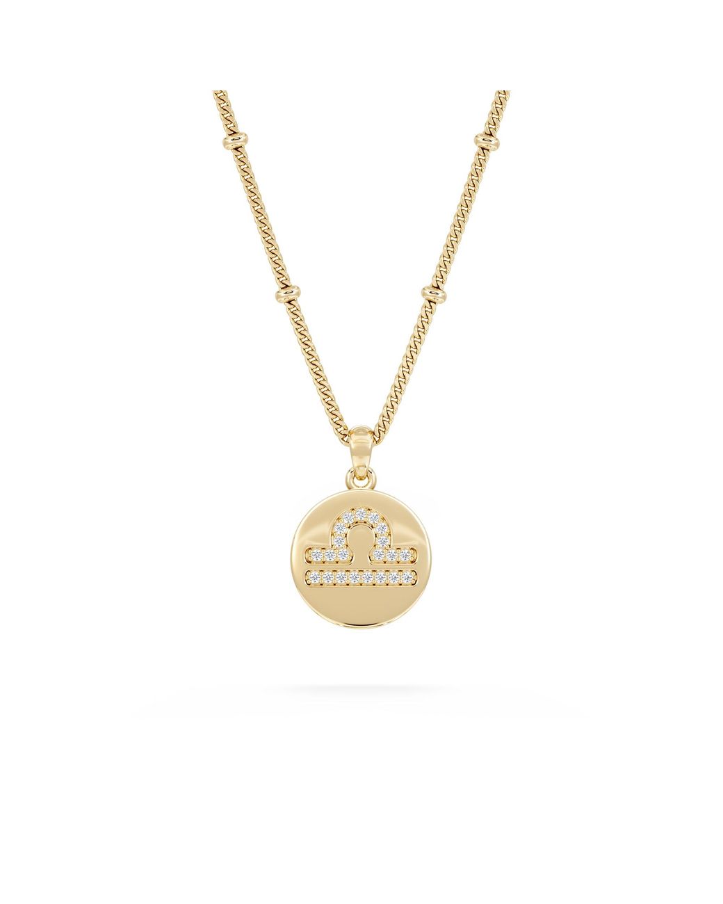 The Diamond Store Metallic Astrology Libra 0.07Ct Lab Grown Diamond Medallion Pendant Necklace