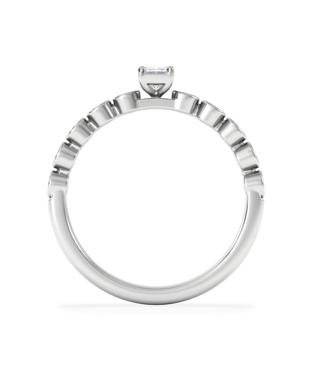 The Diamond Store White Entwine 0.30Ct Emerald Cut Lab Diamond Solitaire Engagement Ring With Side Stones