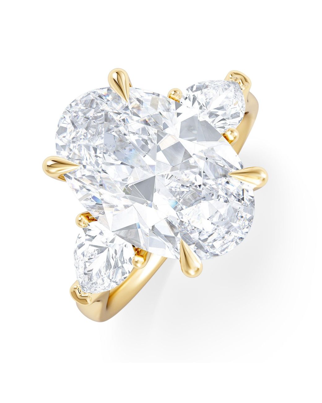 The Diamond Store Blue Adore 6.00Ct Oval Cut Lab Diamond 3 Stone Engagement Ring