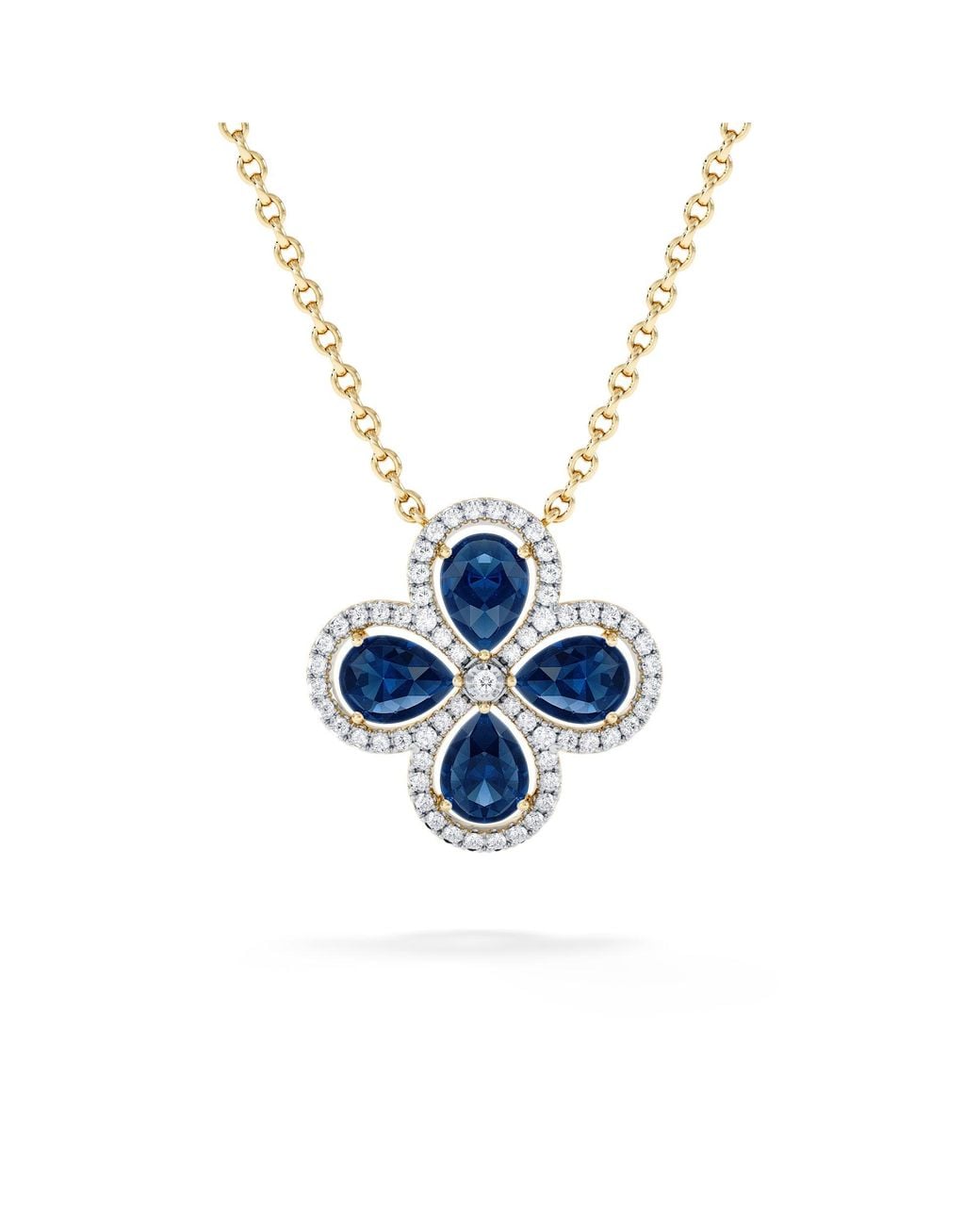 The Diamond Store Blue Bloom 3.40Ct Lab Sapphire And Lab Diamond Necklace