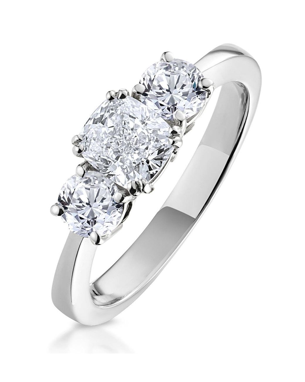 The Diamond Store Metallic 3 Stone Meghan Lab Diamond Engagement Ring 1.7Ct F/Vs1 18K