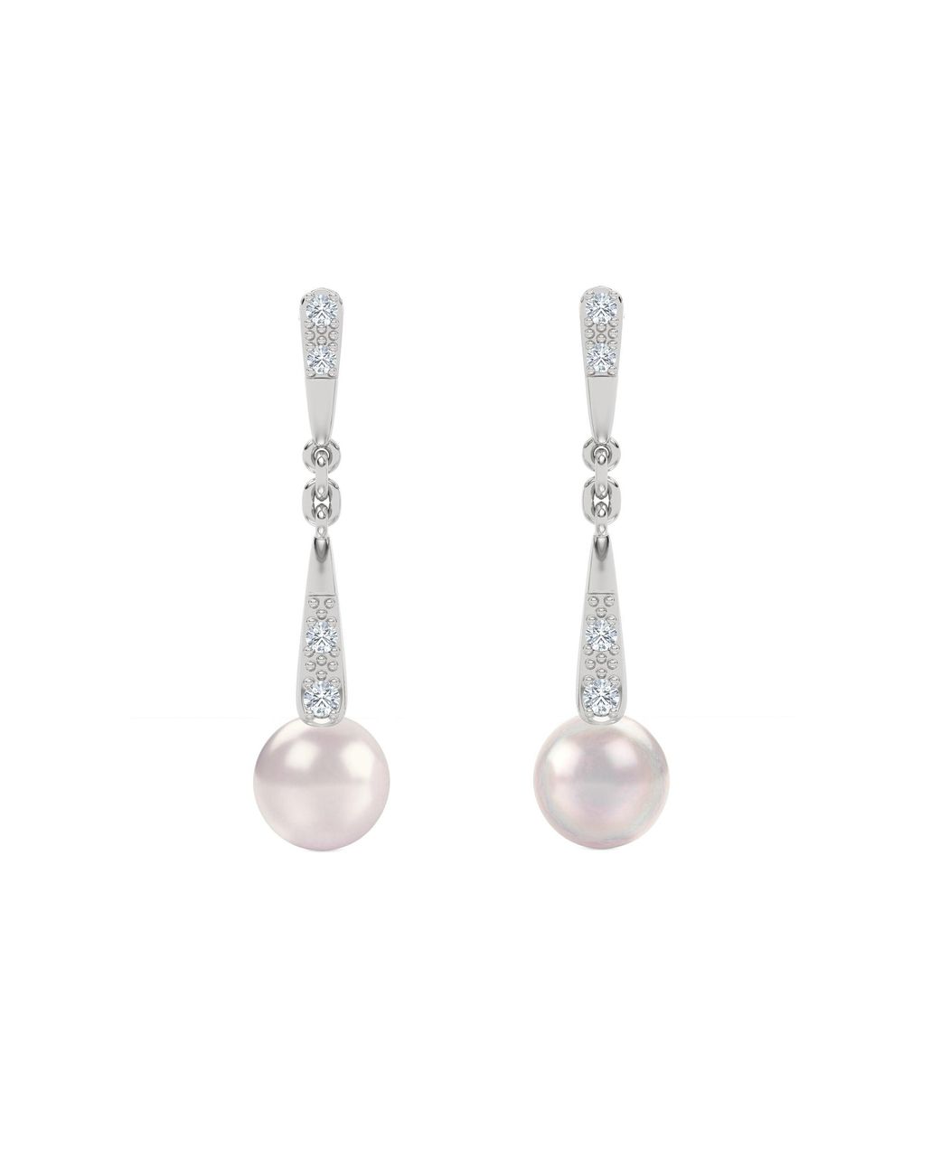 The Diamond Store White Eden 6.5Mm Round Pearl And Lab Diamond Drop Earrings