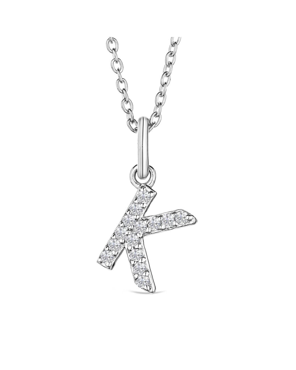 The Diamond Store Metallic Love Letter Initial K Lab Diamond Necklace Set