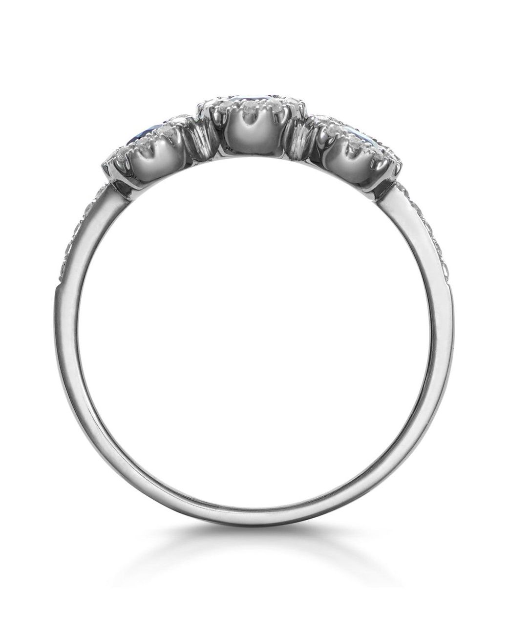The Diamond Store Blue Sapphire And Diamond Halo Trilogy Asteria Ring
