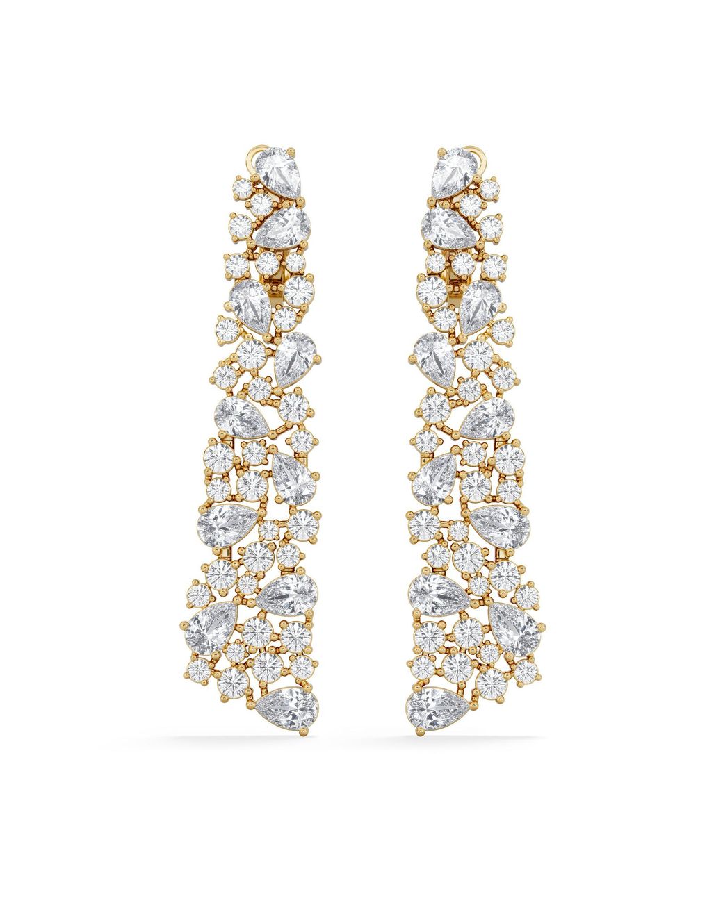 The Diamond Store Metallic Luxe 10.00Ct Lab Diamond Chandelier Earrings With Igi Certified Pear And Round-Cut Diamonds