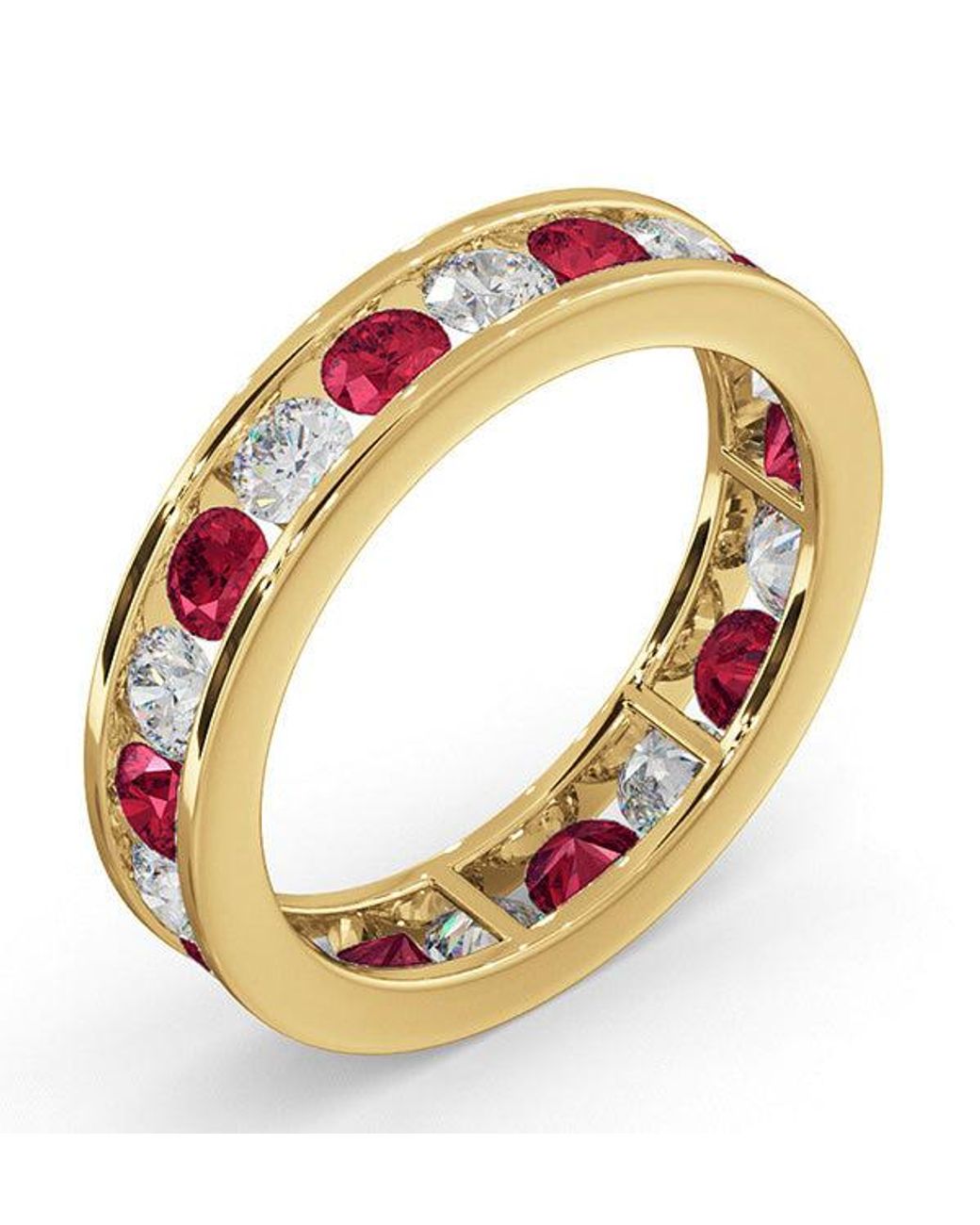The Diamond Store Multicolor Eternity Ring Rae Diamonds H/Si And Ruby 1.80Ct