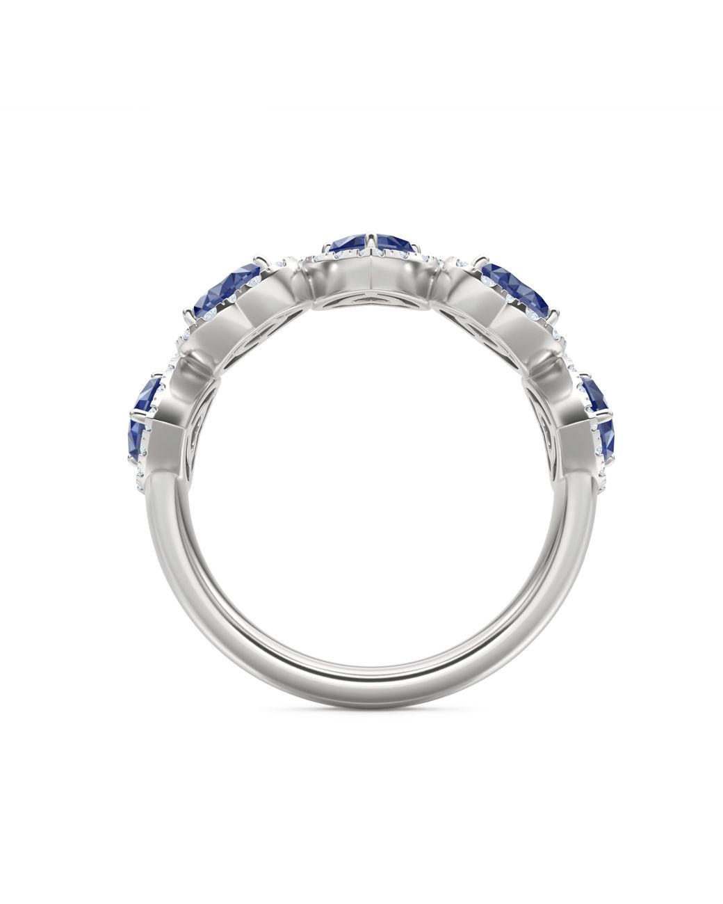 The Diamond Store Blue Chérie 1.80Ct Heart Cut Lab Sapphire And Lab Diamond Halo Ring
