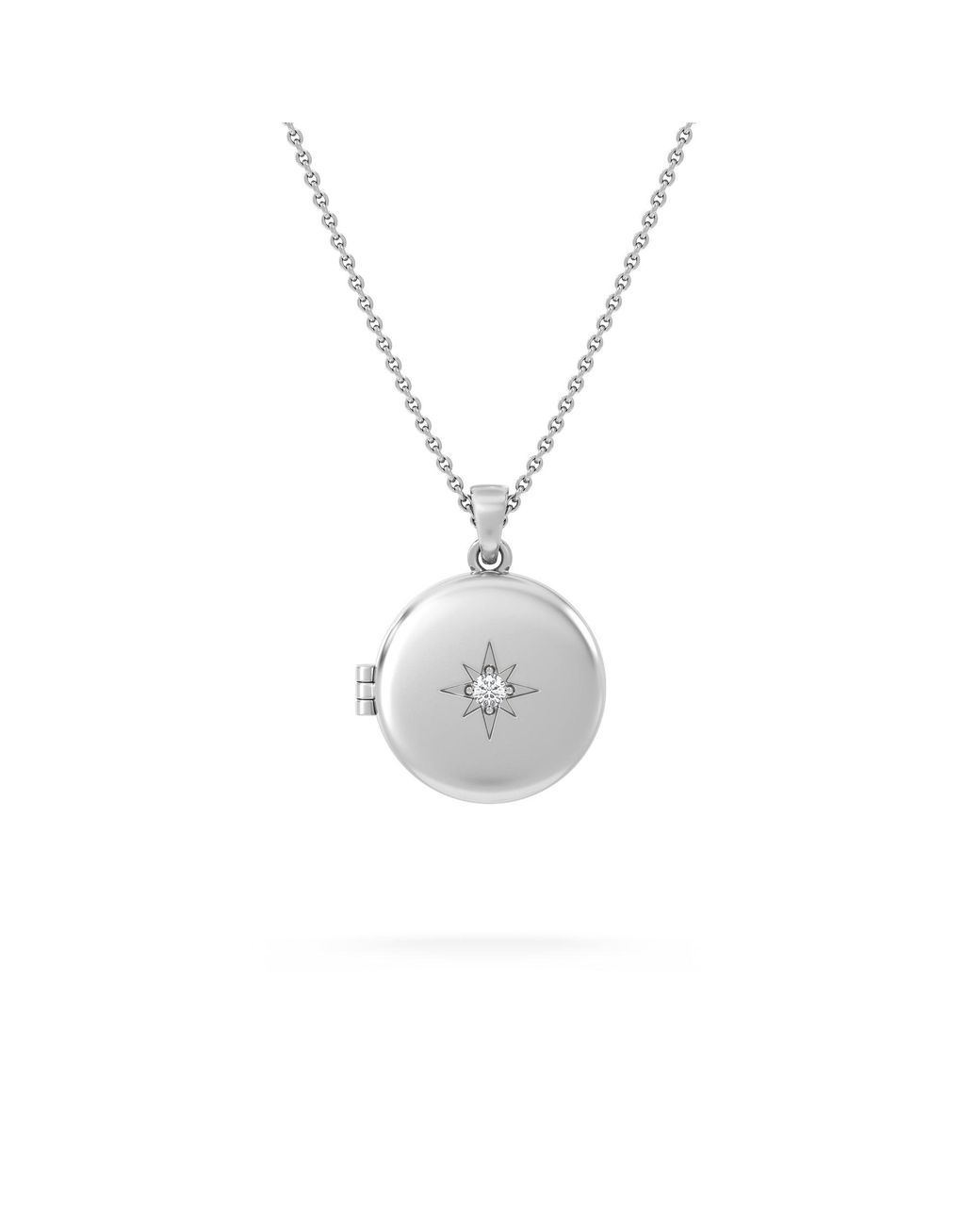 The Diamond Store Metallic Keepsake 0.06Ct Lab Diamond Round Locket Pendant Necklace