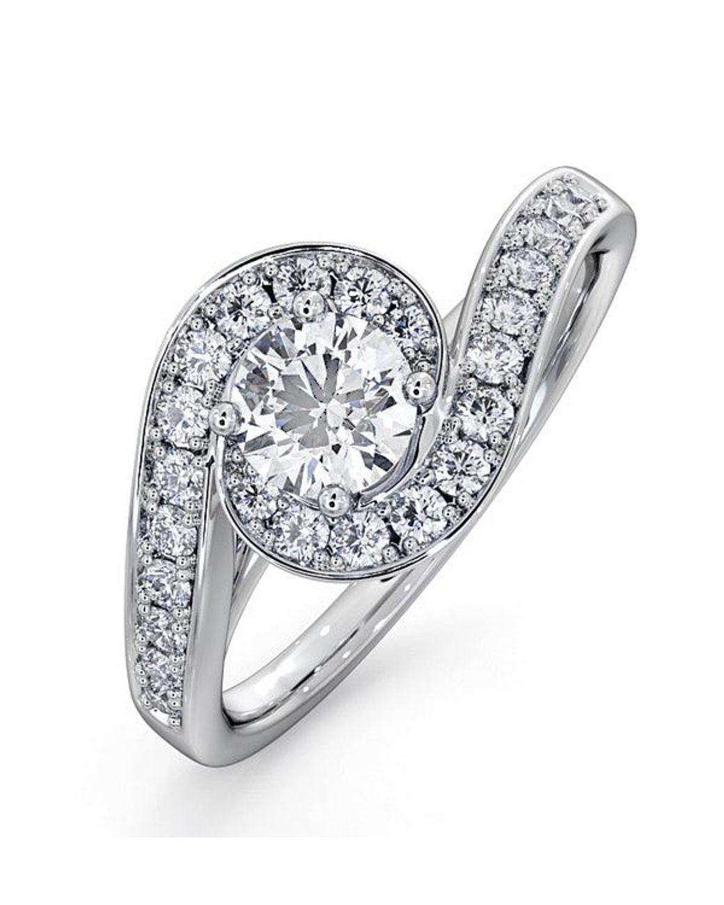 The Diamond Store White Anais Diamond Engagement Halo Ring 18Kw 0.82Ct G/Vs2