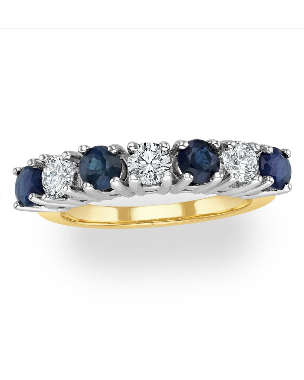 The Diamond Store Blue Sapphire 1Ct And Diamond Ring 0.50Ct 18K Ft32