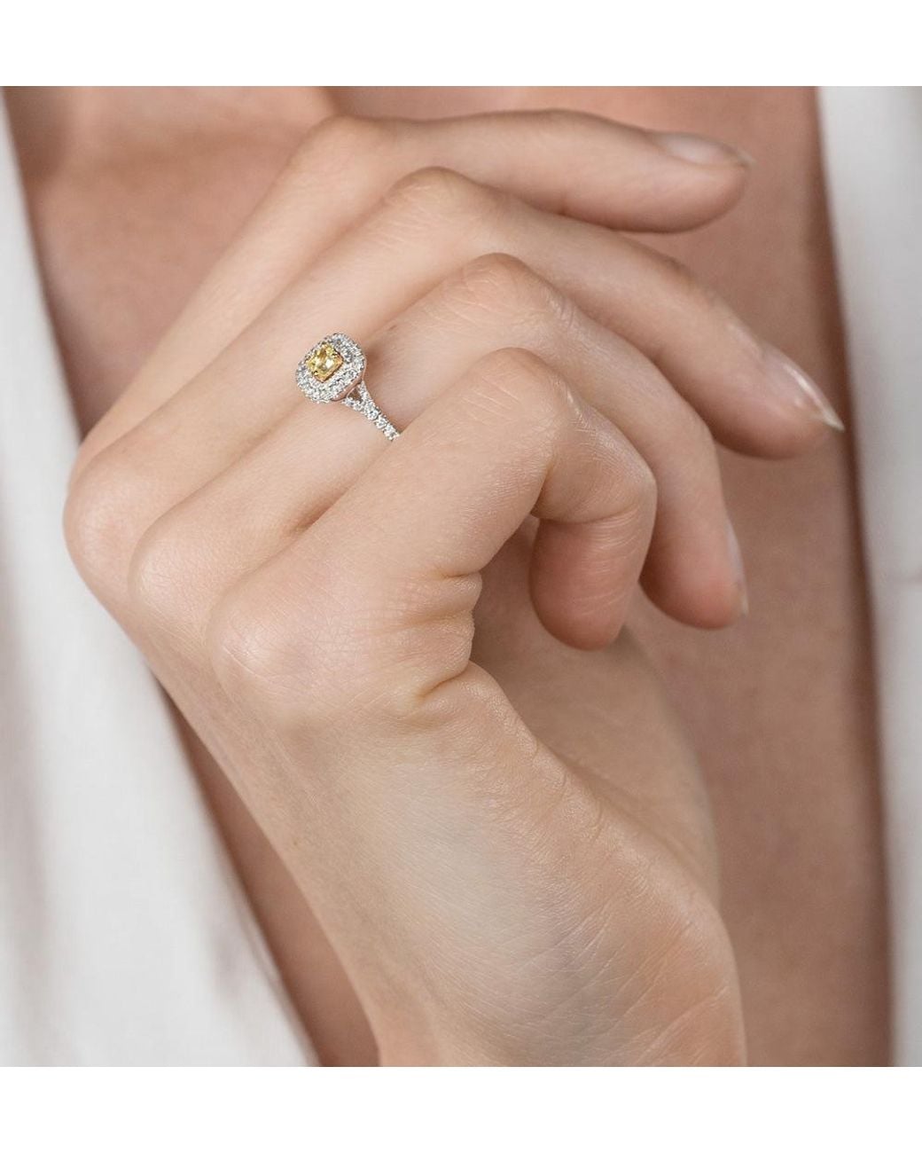 The Diamond Store Metallic Natasha Diamond Halo Engagement Ring 0.53Ct 18K