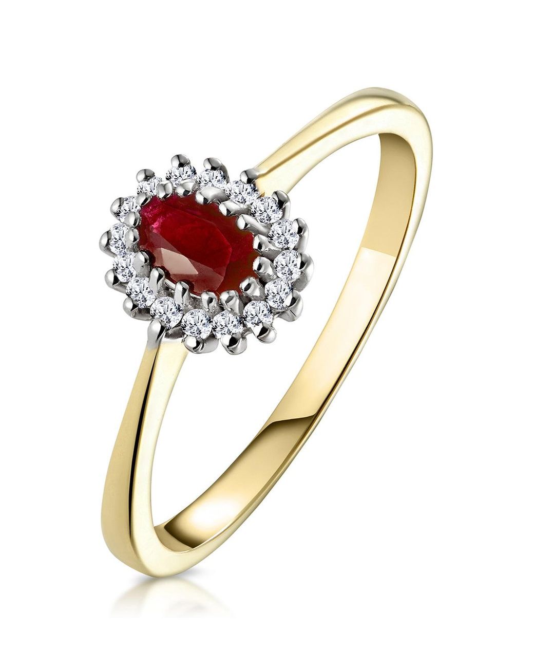 The Diamond Store Metallic Ruby 5 X 3Mm And Diamond 9K Ring
