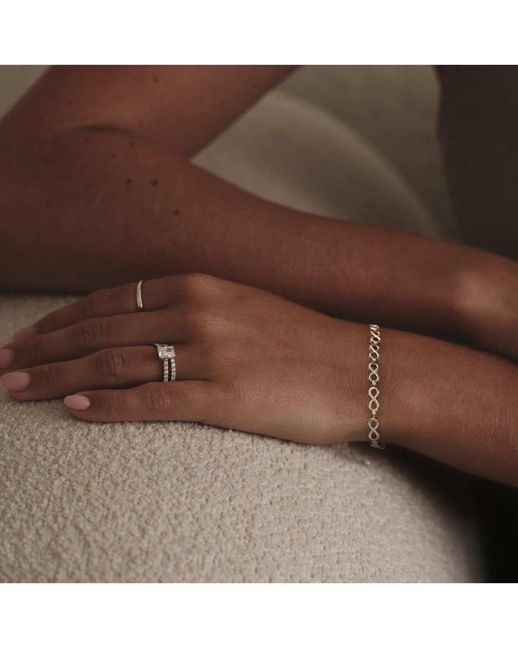 The Diamond Store Metallic Infinity Love 0.05Ct Lab Diamond Link Bracelet