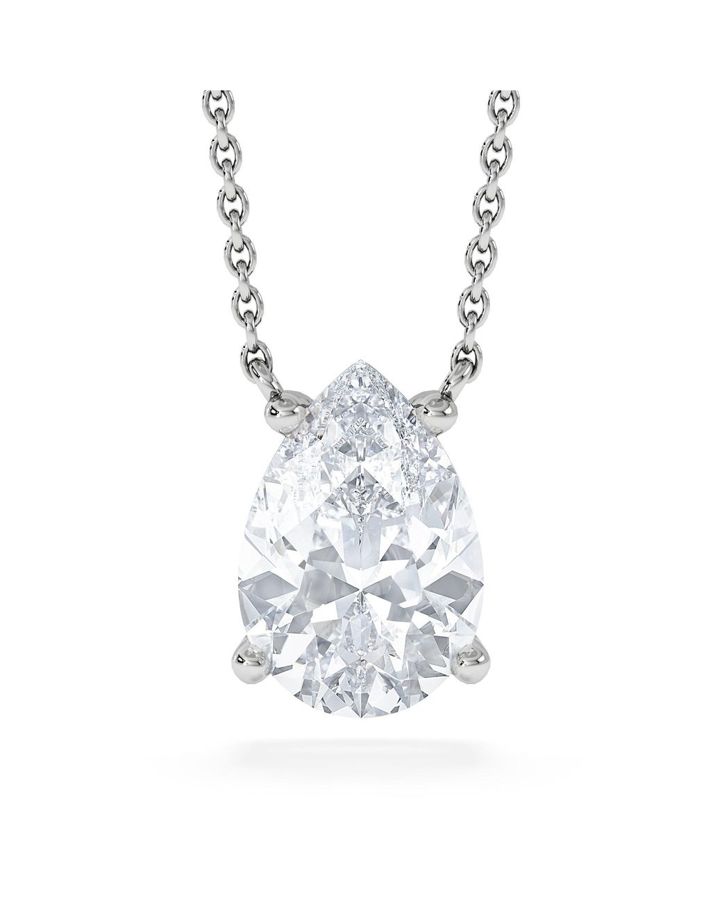 The Diamond Store White Wanderlust Floating Pear Cut Lab Diamond Solitaire Necklace 2.00Ct H/Si