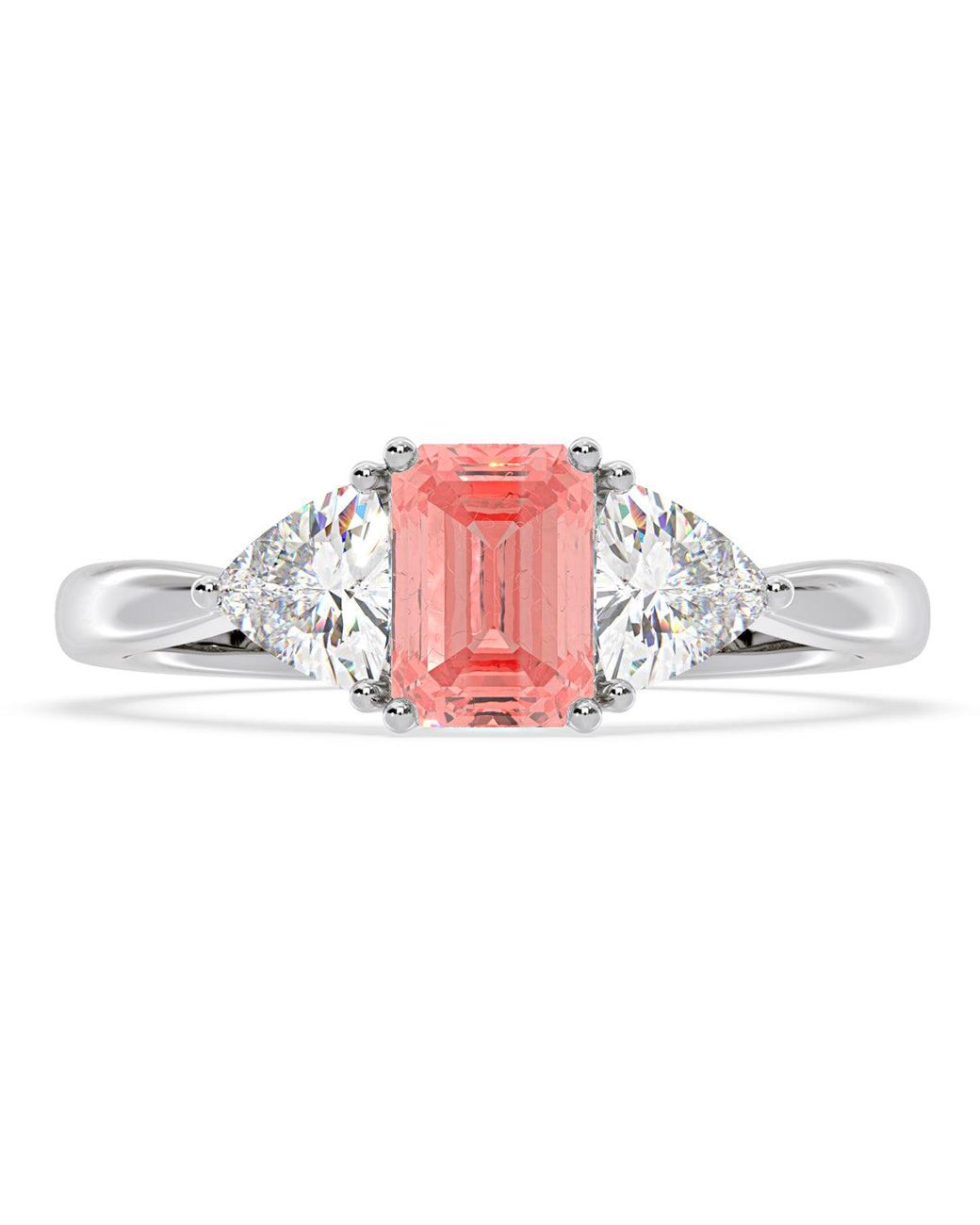 The Diamond Store White Aurora Lab Diamond Emerald Cut And Trillion 1.70Ct Ring