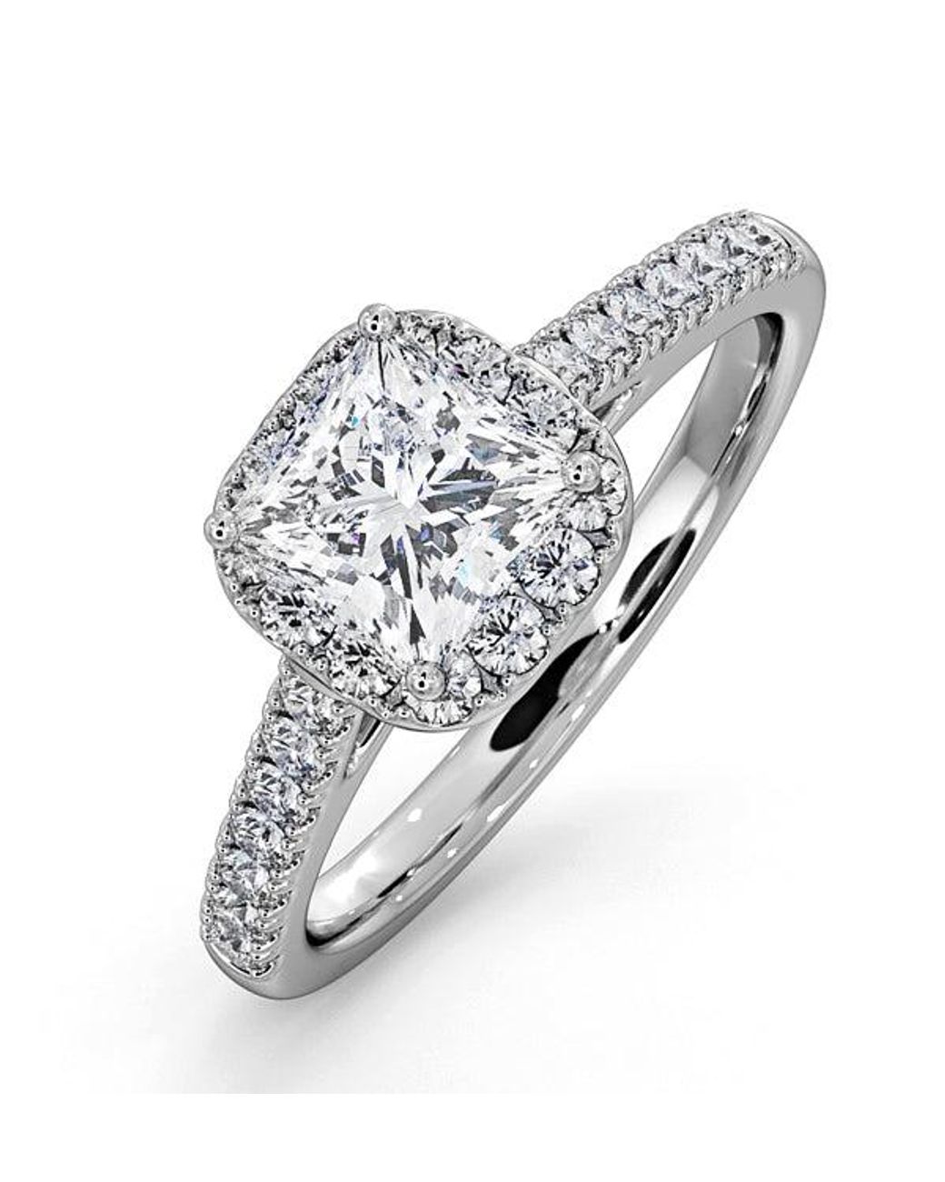 The Diamond Store White Roxy Lab Diamond Engagement Side Stone Ring 1.58Ct F/Vs1